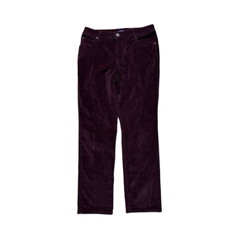 Bandolino Mandie Corduroy Pants Burgundy Stretch Mid Rise Size 12 Womens 29x16